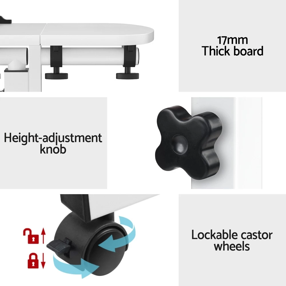 Artiss Laptop Desk Height Adjustable Stand Up Table With Cooler White - Image 7