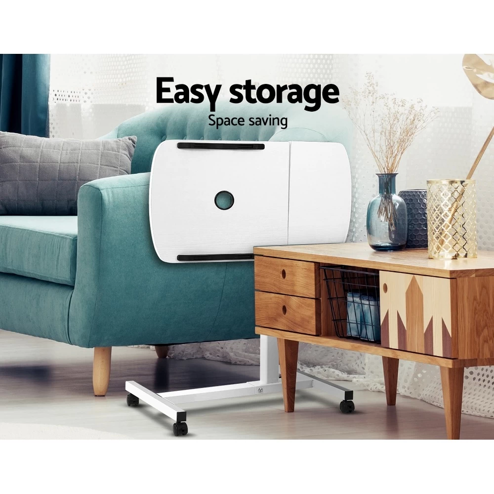 Artiss Laptop Desk Height Adjustable Stand Up Table With Cooler White - Image 8