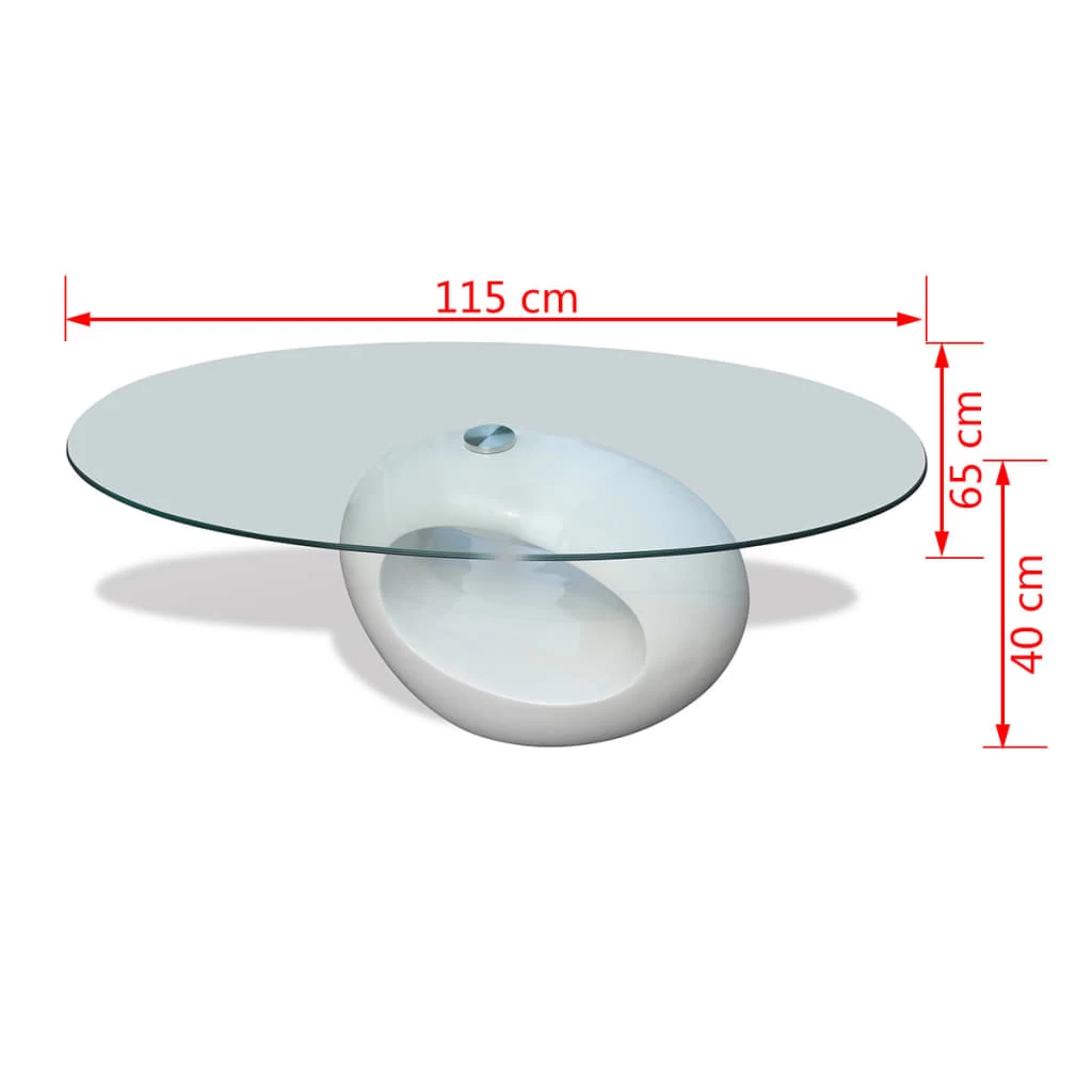 Coffee Table With Oval Glass Top High Gloss White VidaXL - Image 5