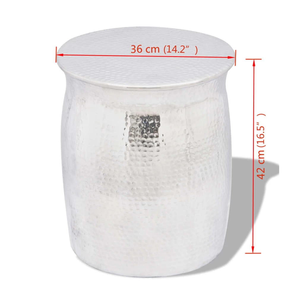 Hammered Aluminium Stool/Side Table Silver VidaXL - Image 4