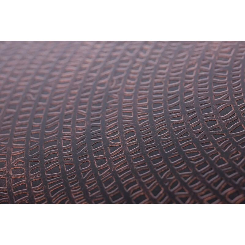 Rustic Round Engraved Iron Coffee Table In Copper - Image 4