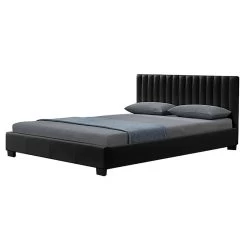 183X203CM King Size Fabric Saba Bed Frame - Black