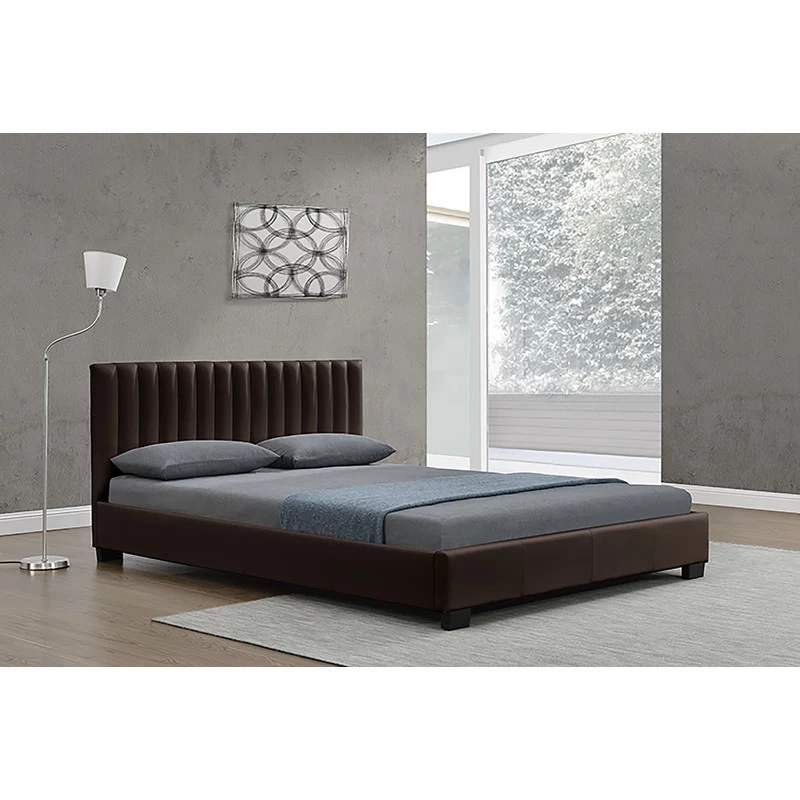 Queen Bed Frame - Leather - Saba Brown - Image 2