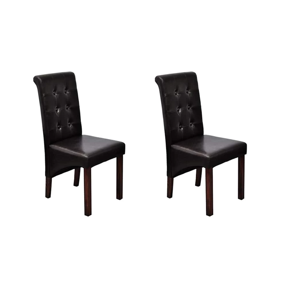 Dining Chairs 2 Pcs Brown Faux Leather VidaXL - Image 2