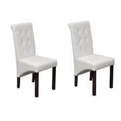 Dining Chairs 2 Pcs White Faux Leather VidaXL