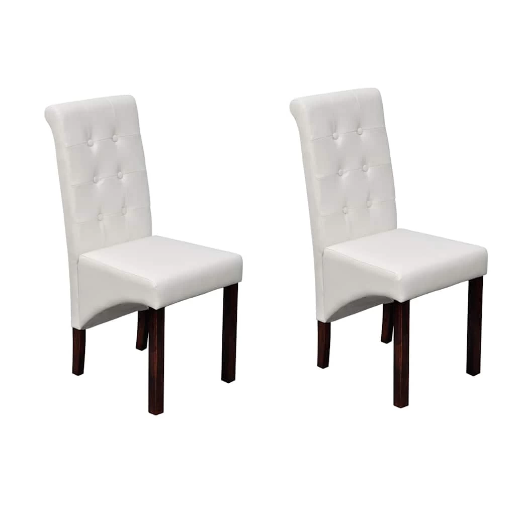 Dining Chairs 2 Pcs White Faux Leather VidaXL - Image 2
