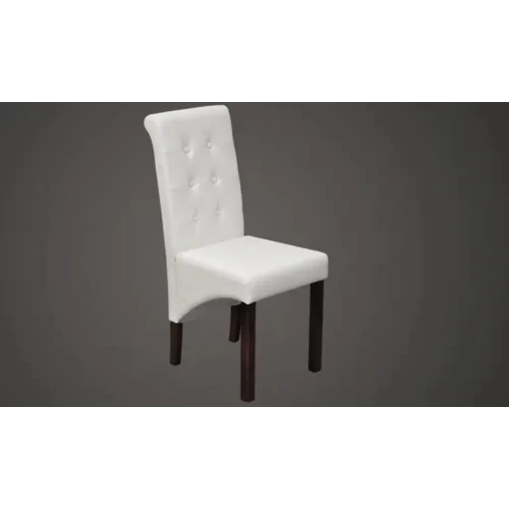 Dining Chairs 2 Pcs White Faux Leather VidaXL - Image 3