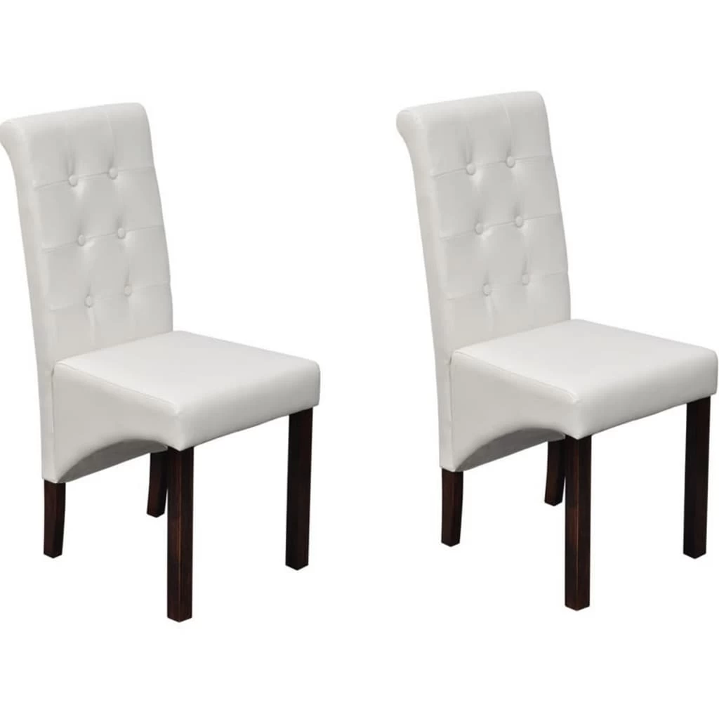 Dining Chairs 2 Pcs White Faux Leather VidaXL - Image 9