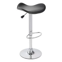 2x Moulded PU Leather Gas Lift Bar Stools In Black
