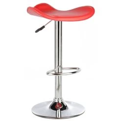 2x Moulded PU Leather Gas Lift Bar Stools In Red