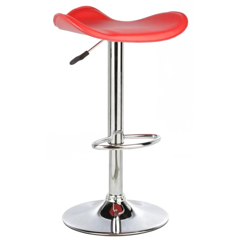 2x Moulded PU Leather Gas Lift Bar Stools In Red