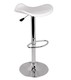 2x Moulded Gas Lift PU Leather Bar Stools In White