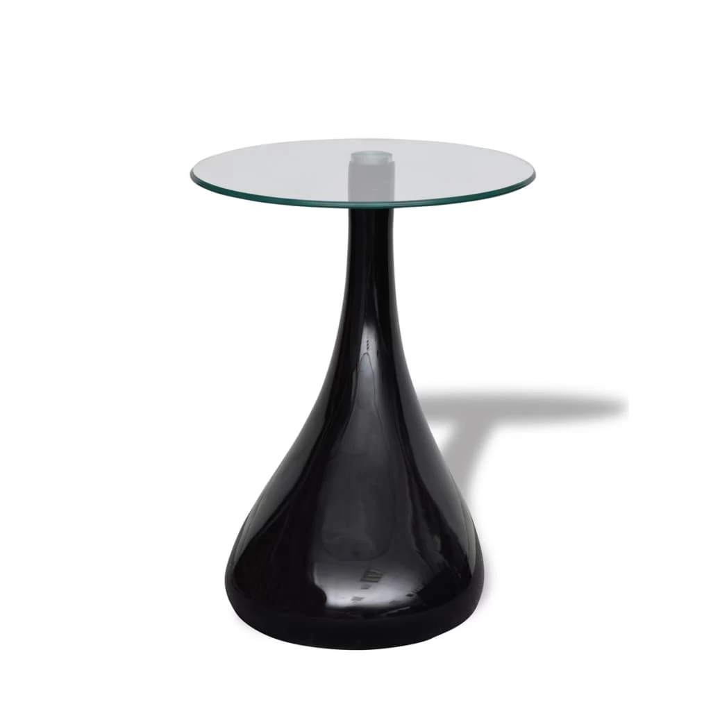 Coffee Table 2 Pcs With Round Glass Top High Gloss Black VidaXL - Image 3