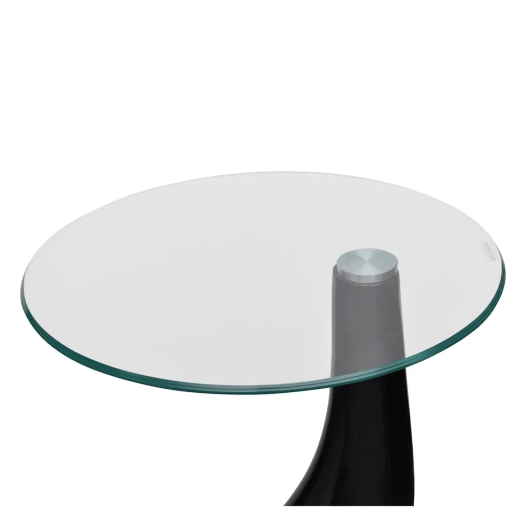 Coffee Table 2 Pcs With Round Glass Top High Gloss Black VidaXL - Image 4