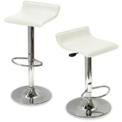 2x S Curve PU Leather Gas Lift Bar Stool In White