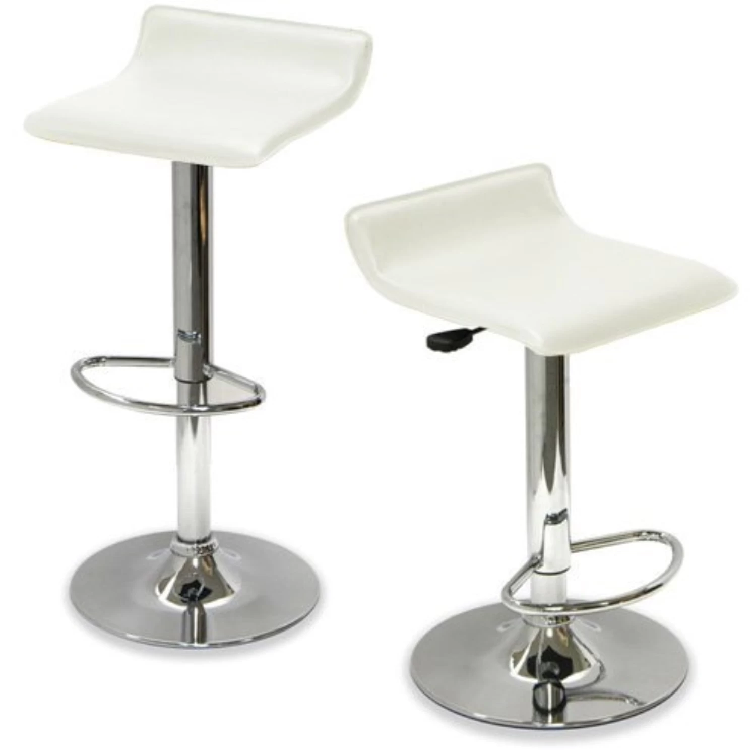 2x S Curve PU Leather Gas Lift Bar Stool In White