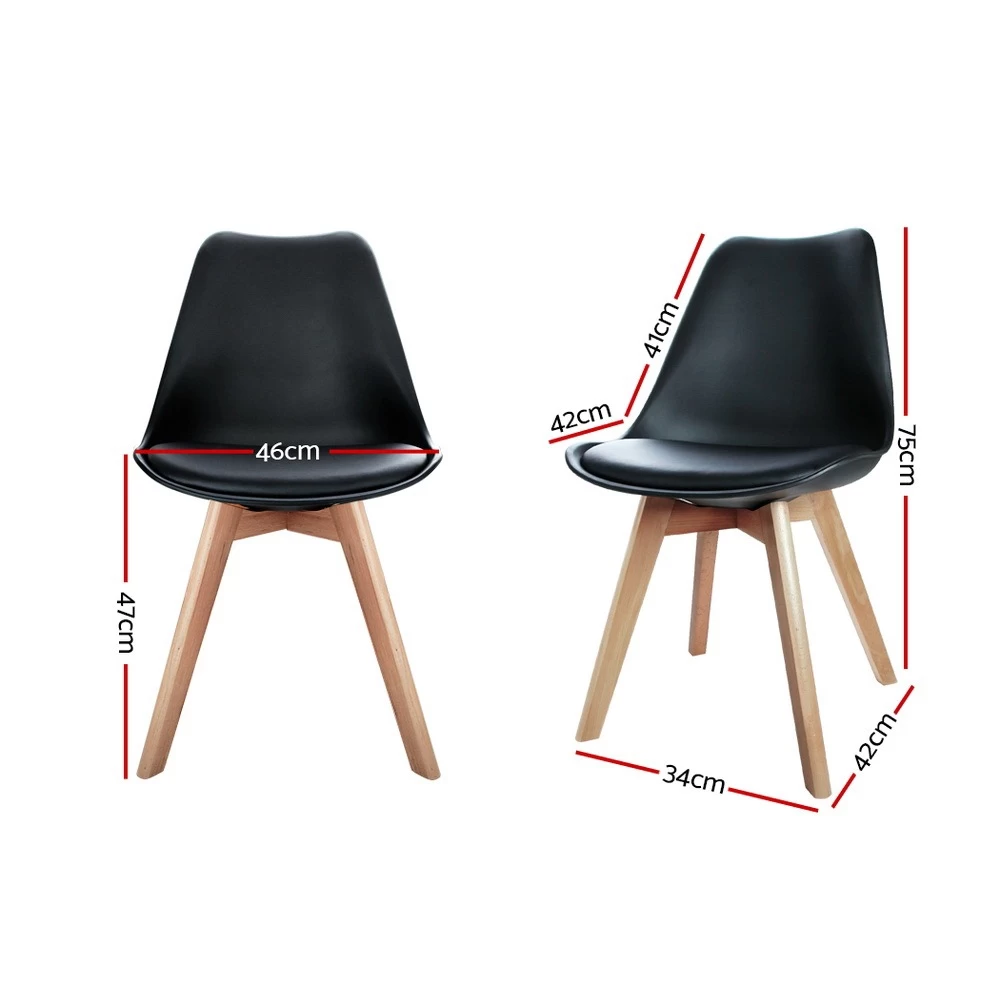 Artiss Pu Leather Dining Chairs Black Kitchen Chairs Set Of 4 Eames Chairs - Image 3