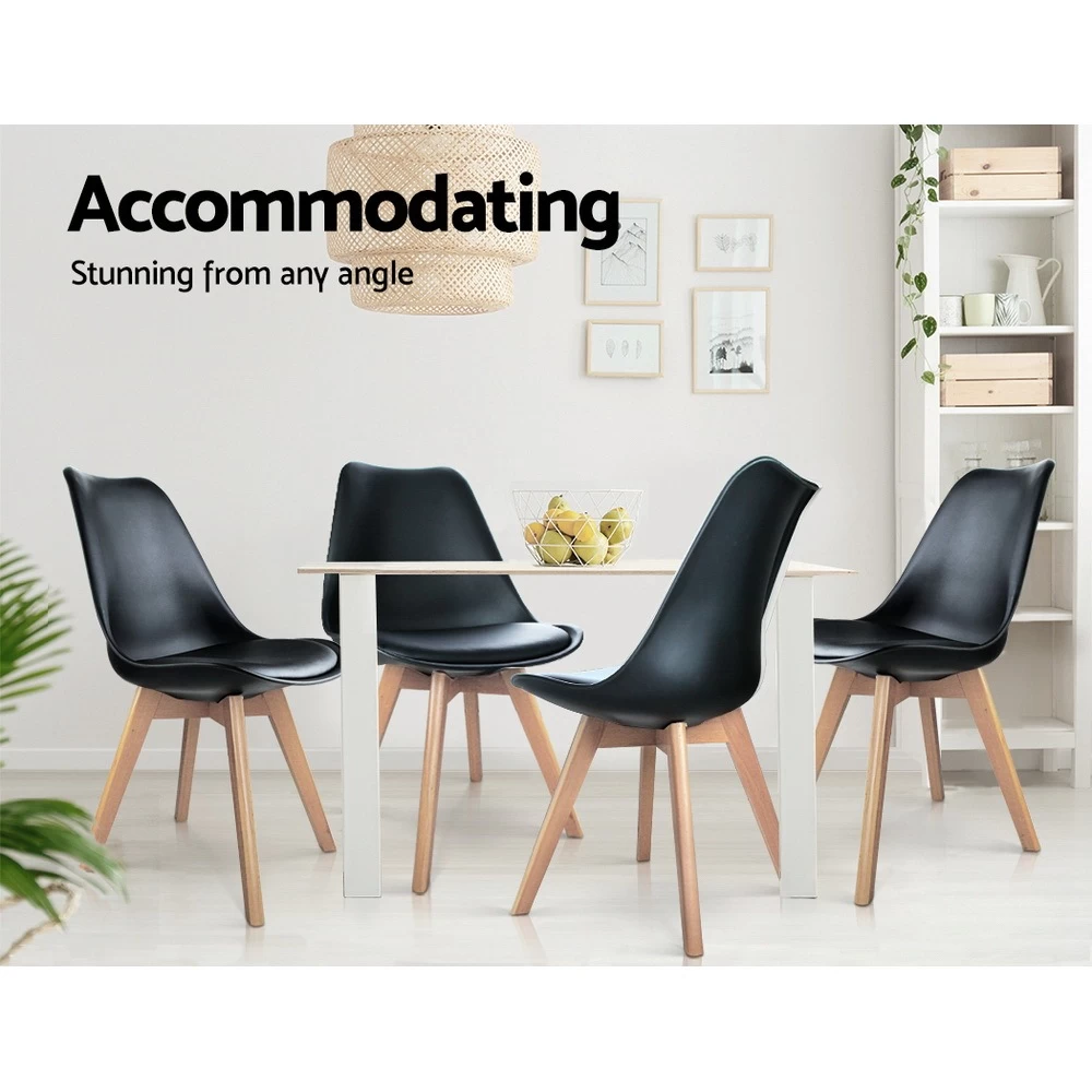 Artiss Pu Leather Dining Chairs Black Kitchen Chairs Set Of 4 Eames Chairs - Image 4