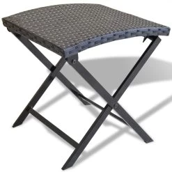 Folding Stool Poly Rattan Black VidaXL