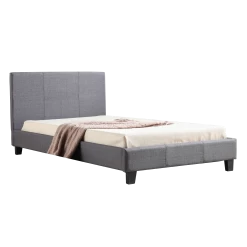 King Single Linen Fabric Bed Frame Grey