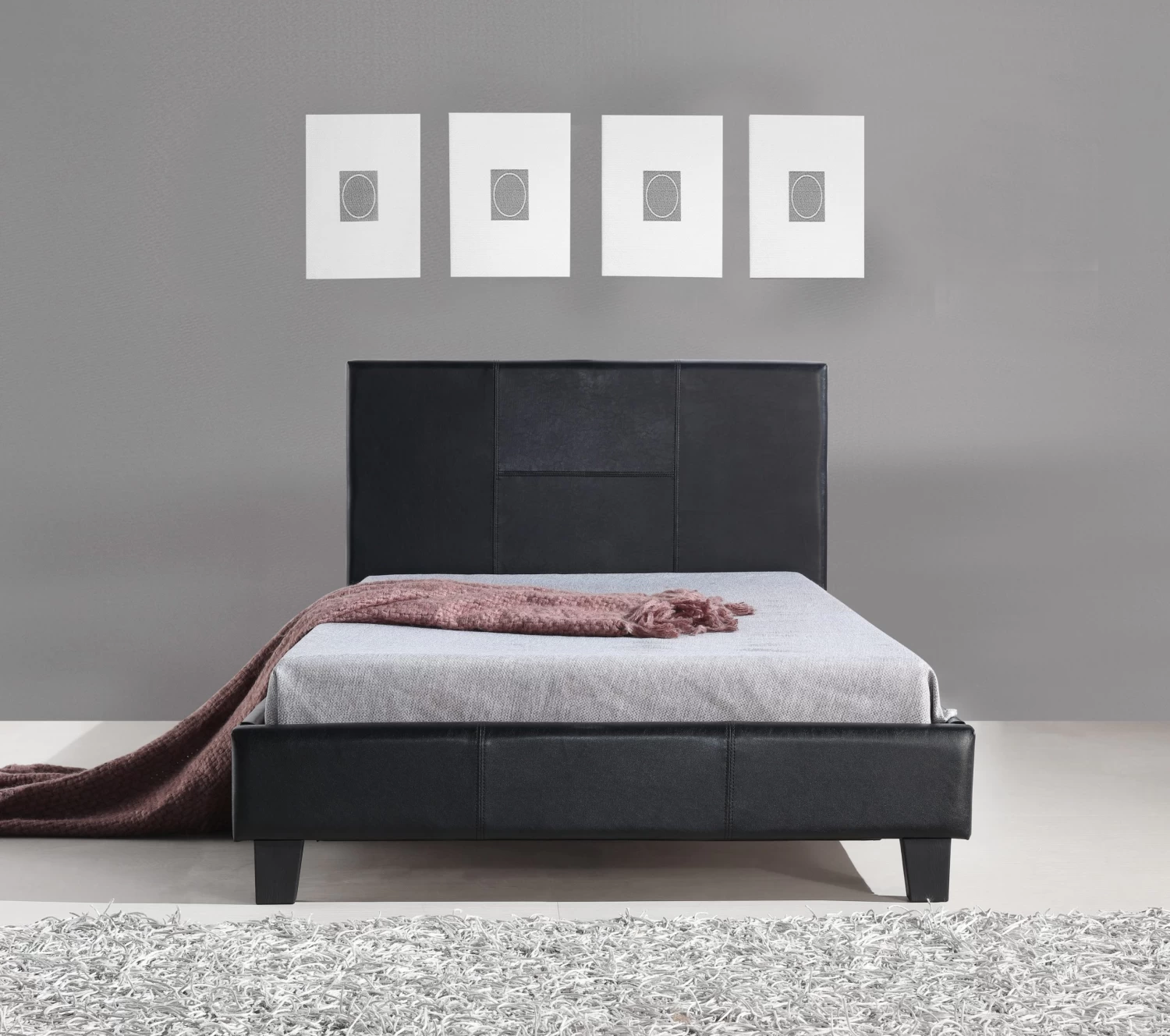 King Single PU Leather Bed Frame Black - Image 3