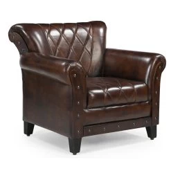 Criss Cross Chocolate Leather Arm Chair