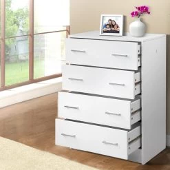 Artiss 4 Chest Of Drawers Tallboy Dresser Storage Cabinet White