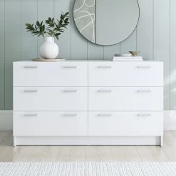 Tribecca Chest Of 6 Drawers Lowboy Dresser In White