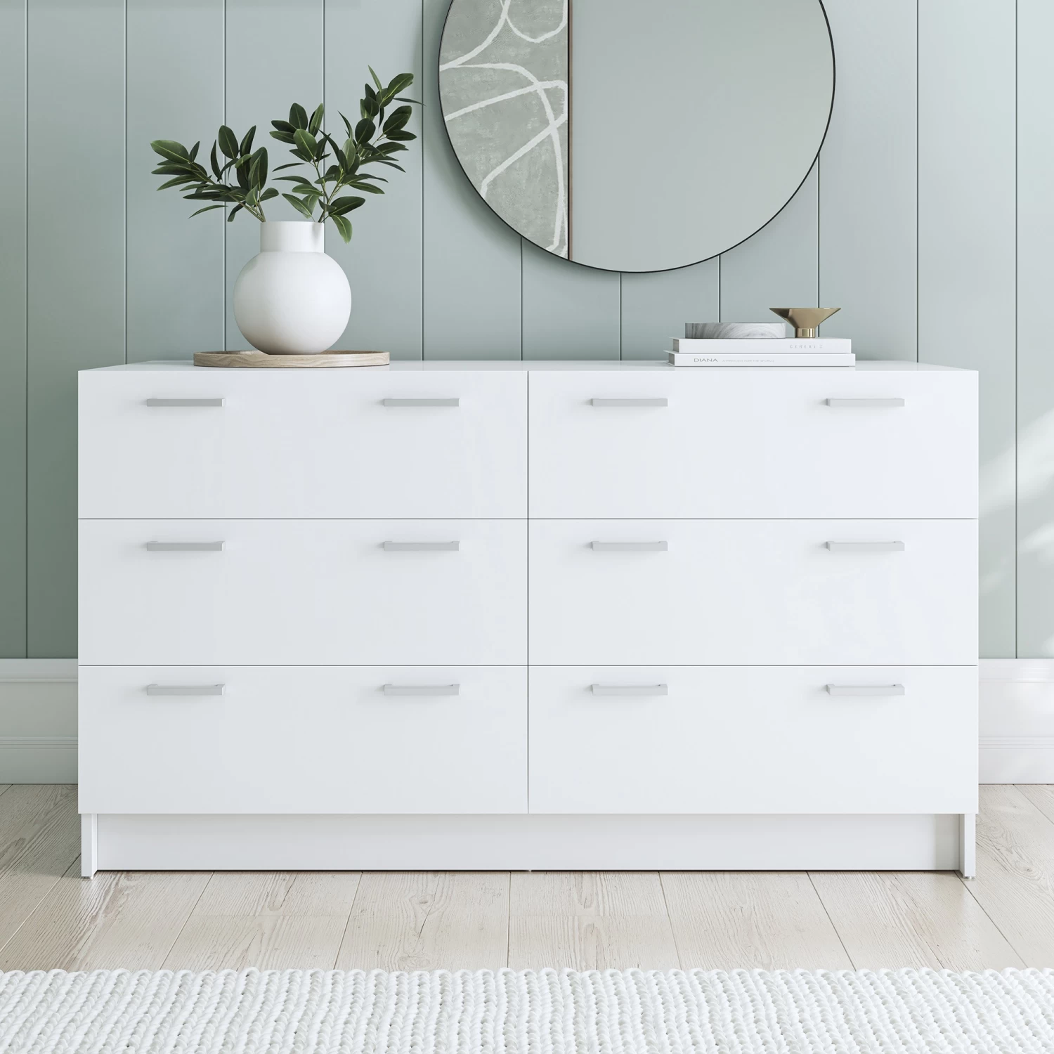 Tribecca Chest Of 6 Drawers Lowboy Dresser In White