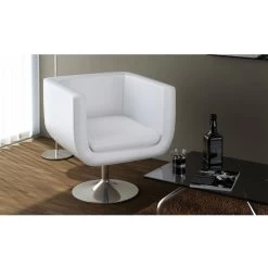 Bar Stool White Faux Leather VidaXL