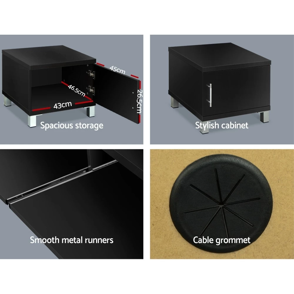 Artiss Black Entertainment Unit TV Cabinet TV Stand 190CM Length - Image 6