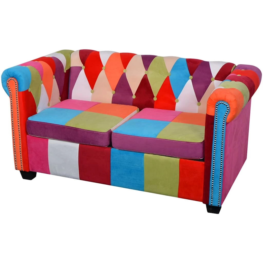 Chesterfield Sofa 2-Seater Fabric VidaXL - Image 2