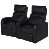 Recliner 2-seat Artificial Leather Black VidaXL