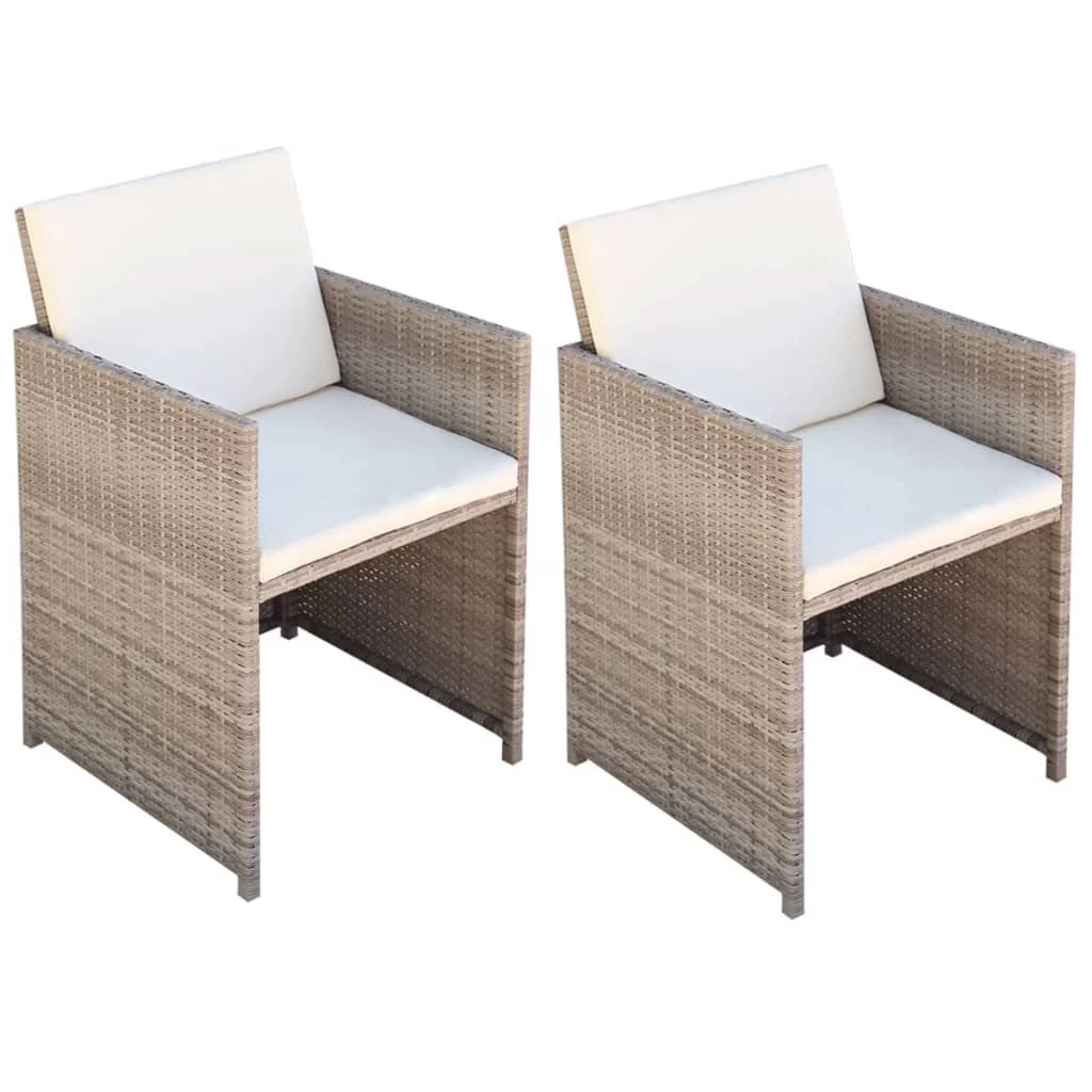 Garden Chairs 2 Pcs With Cushions And Pillows Poly Rattan Beige VidaXL