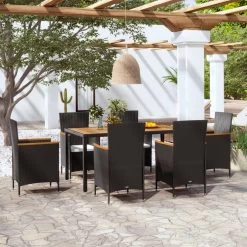 7 Piece Outdoor Dining Set With Cushions Poly Rattan VidaXL
