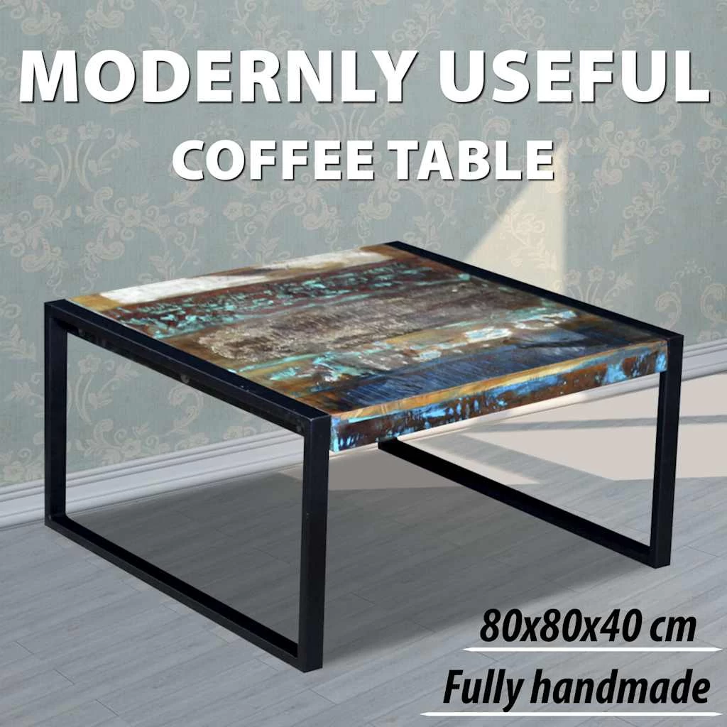 Coffee Table Solid Reclaimed Wood 80x80x40 Cm VidaXL - Image 2