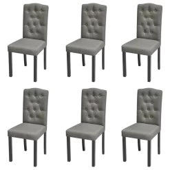 Dining Chairs 6 Pcs Grey Fabric VidaXL