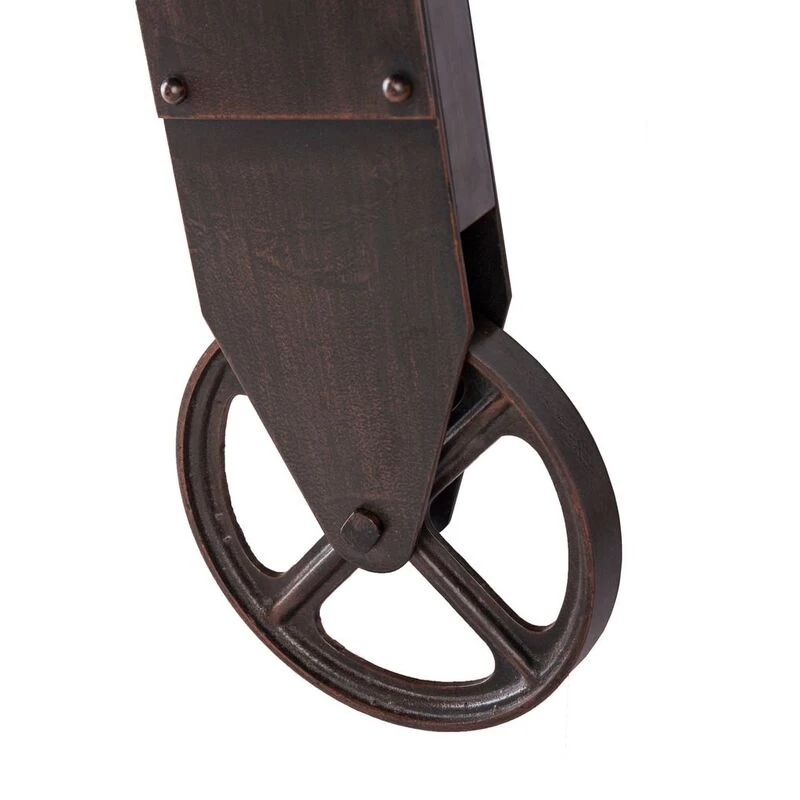 Industrial Wrought Iron Wood Coffee Table W/ Wheels - Image 5