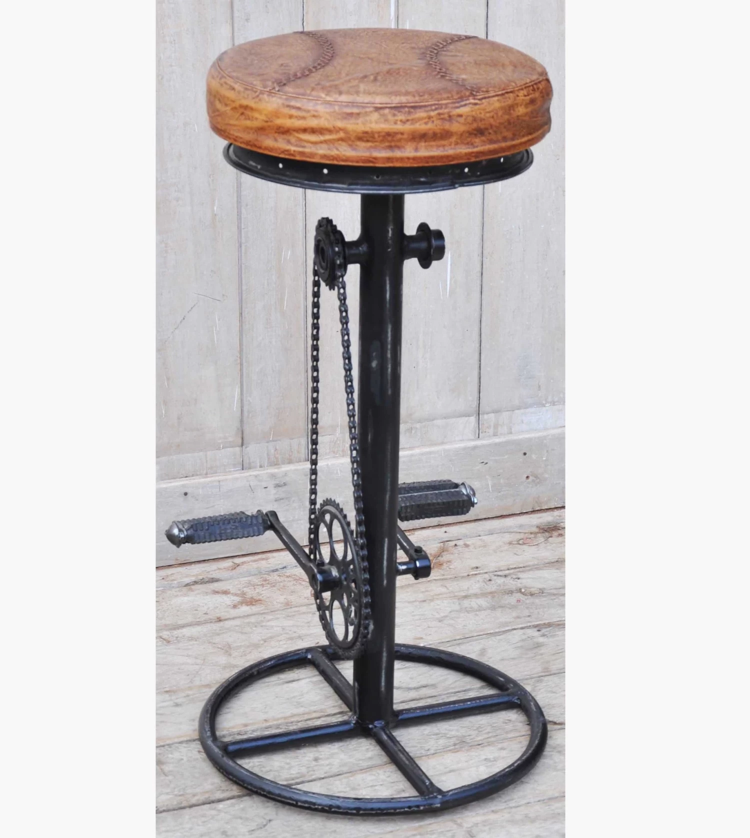 Mit And Pedal Industrial Bicycle Bar Stool