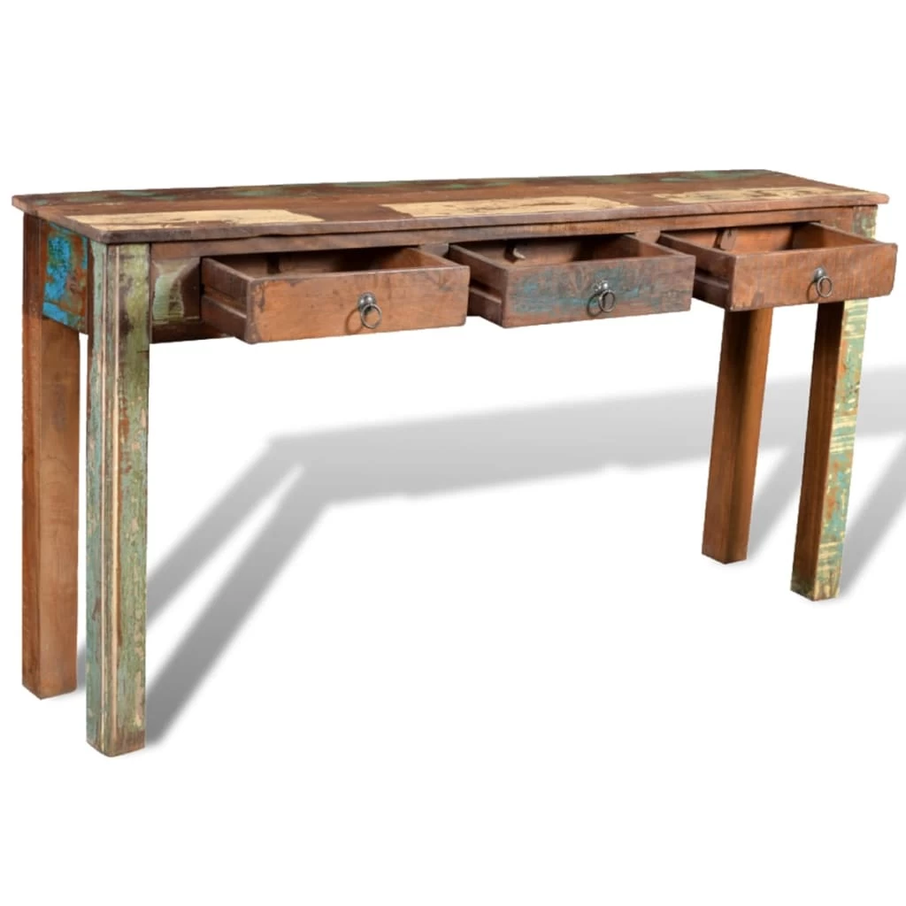 Console Table With 3 Drawers Reclaimed Wood VidaXL - Image 3