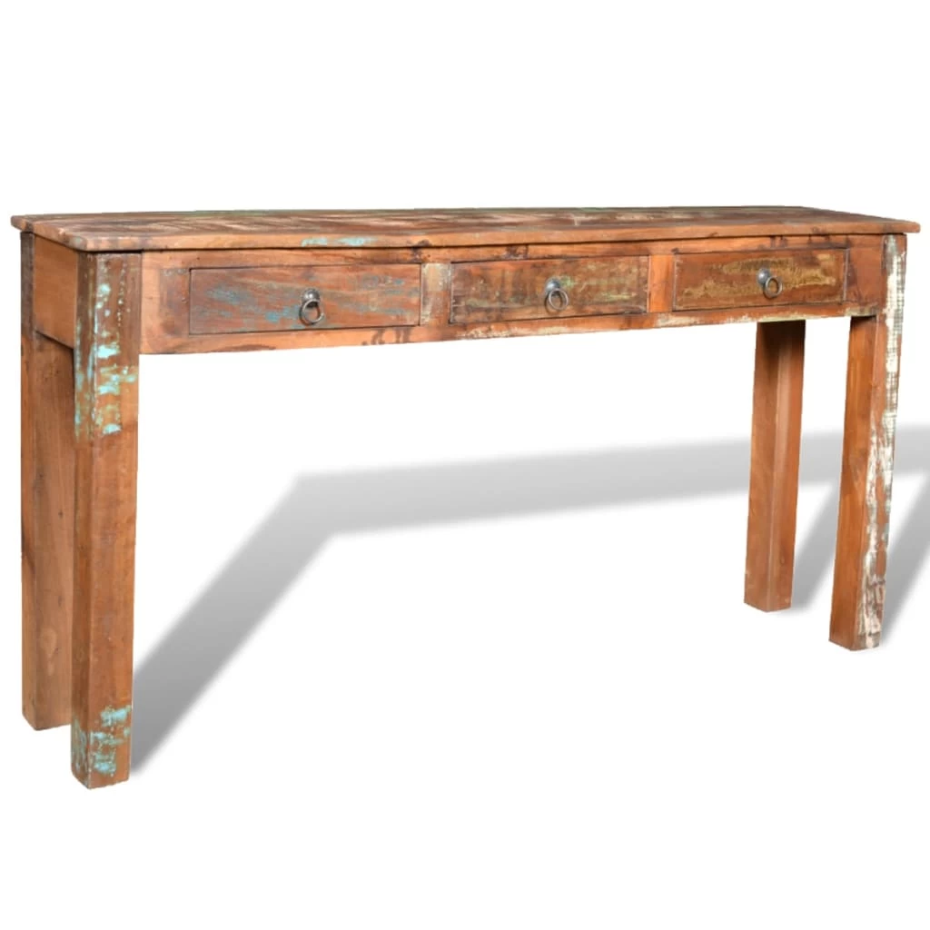 Console Table With 3 Drawers Reclaimed Wood VidaXL - Image 8