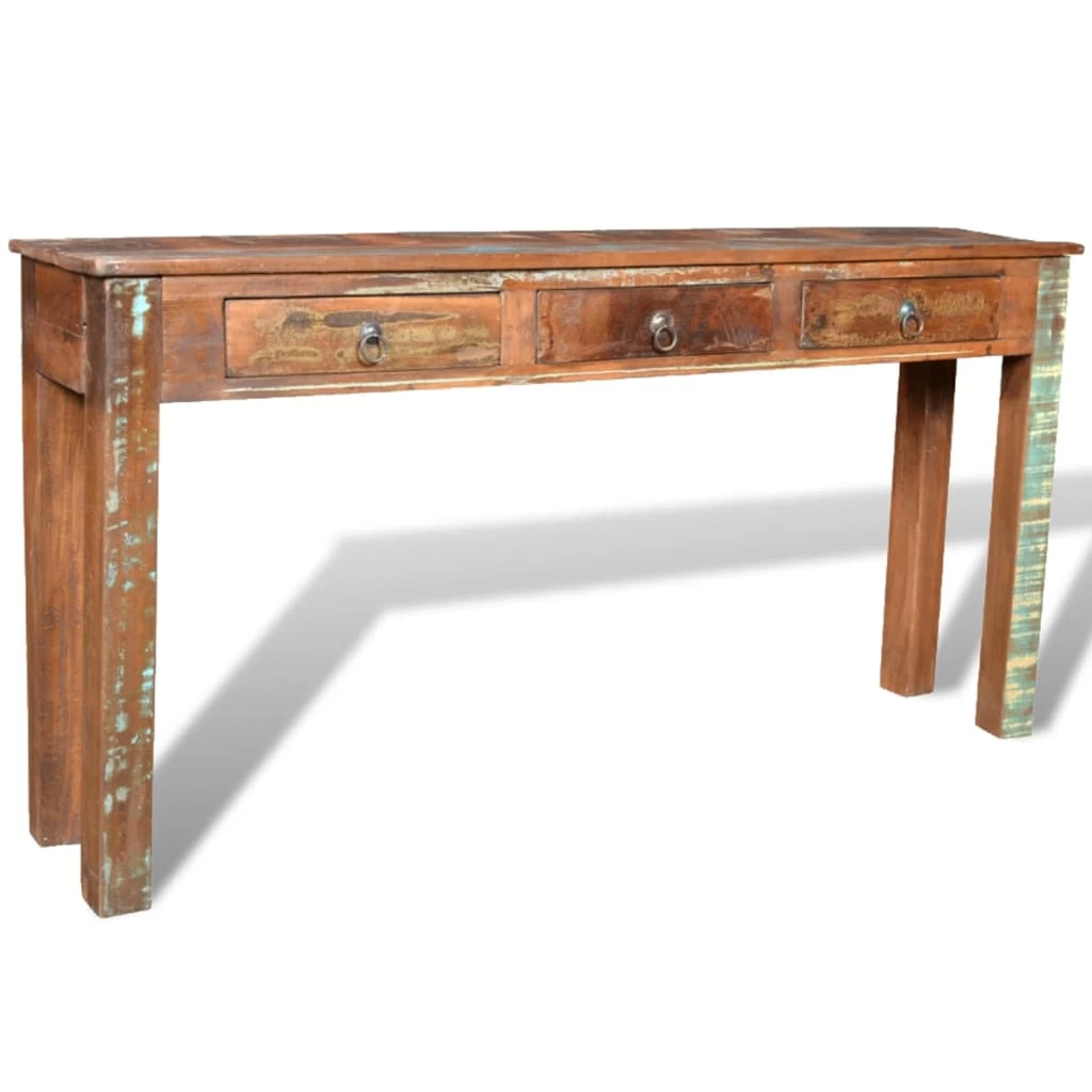 Console Table With 3 Drawers Reclaimed Wood VidaXL - Image 9