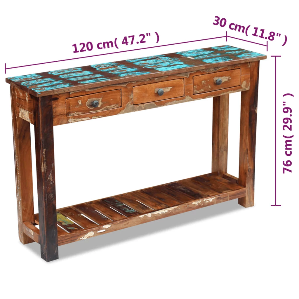 Console Table Solid Reclaimed Wood 120x30x76 Cm VidaXL - Image 5