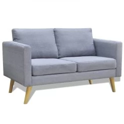 Sofa 2-Seater Fabric Light Grey VidaXL