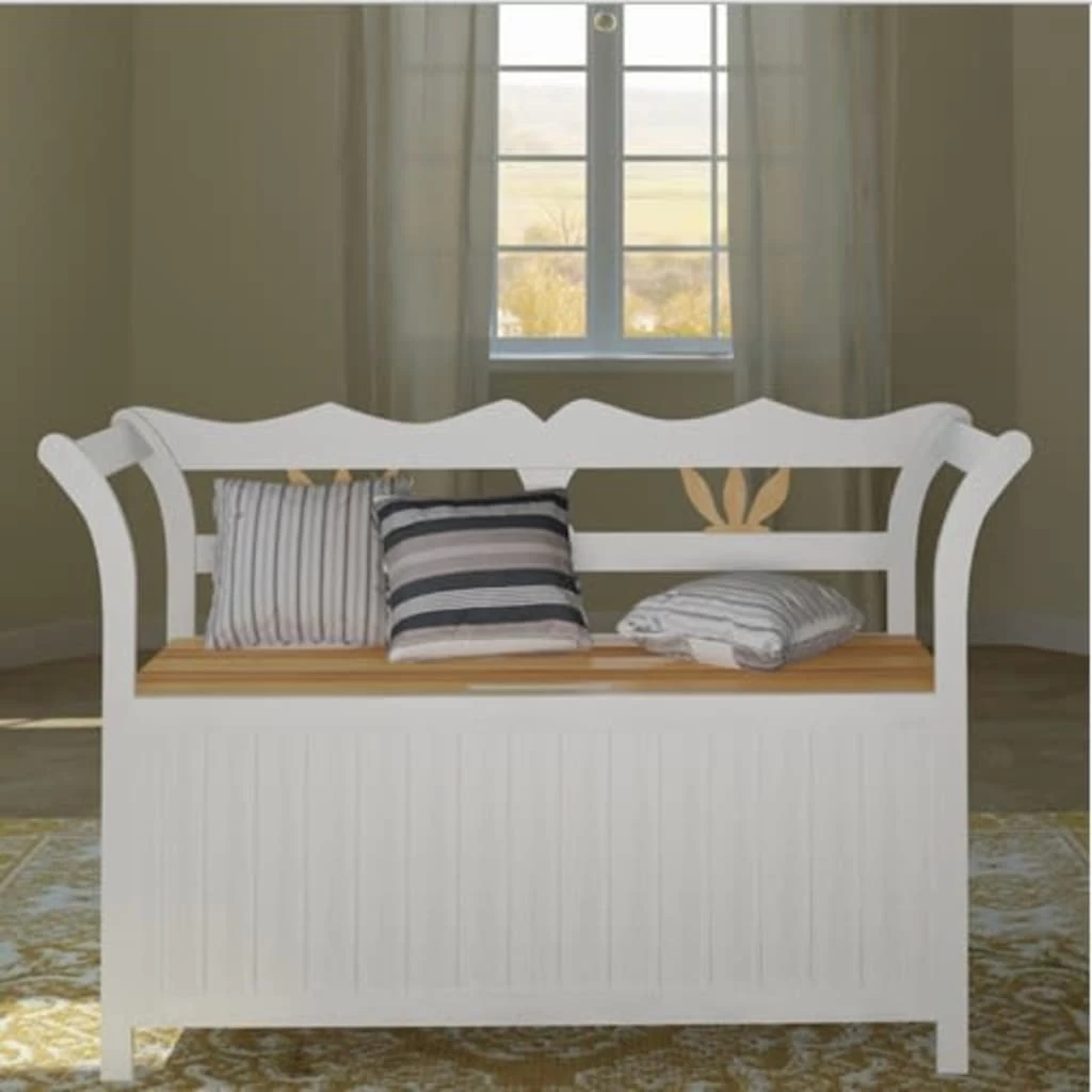 Storage Bench 126x42x75 Cm Wood White VidaXL