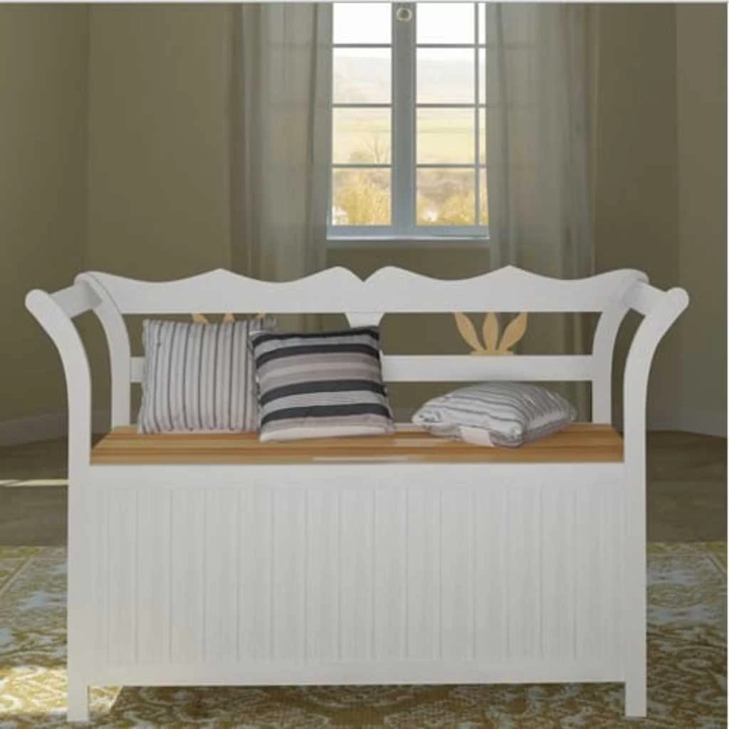 Storage Bench 126x42x75 Cm Wood White VidaXL - Image 2