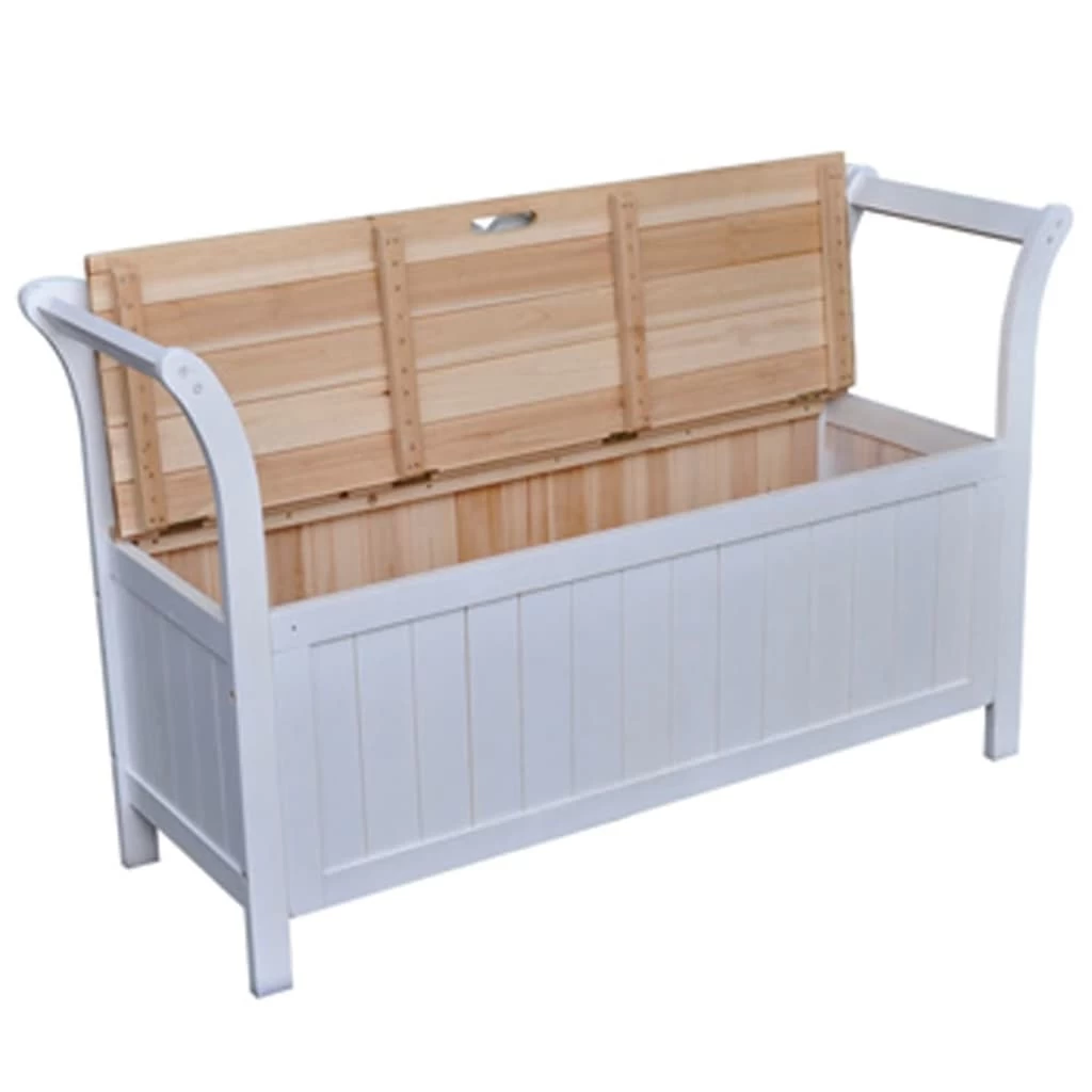 Storage Bench 126x42x75 Cm Wood White VidaXL - Image 3