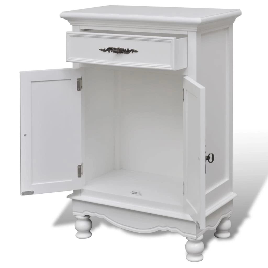Wooden Cabinet With 2 Doors 1 Drawer White VidaXL - Image 4