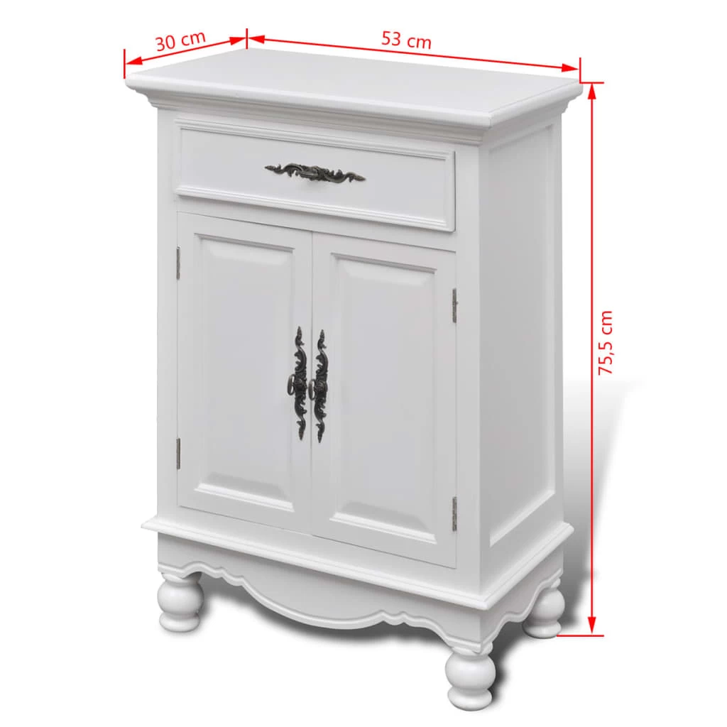 Wooden Cabinet With 2 Doors 1 Drawer White VidaXL - Image 5