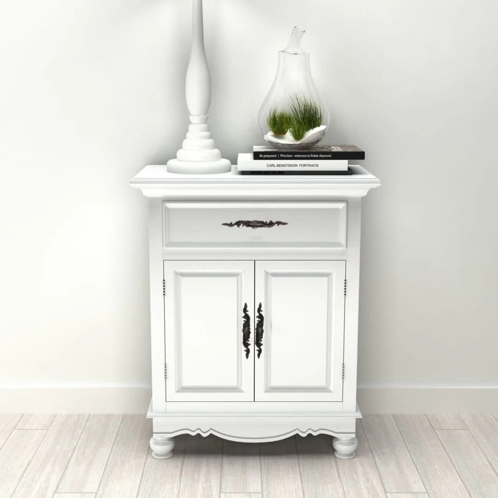 Wooden Cabinet With 2 Doors 1 Drawer White VidaXL - Image 9